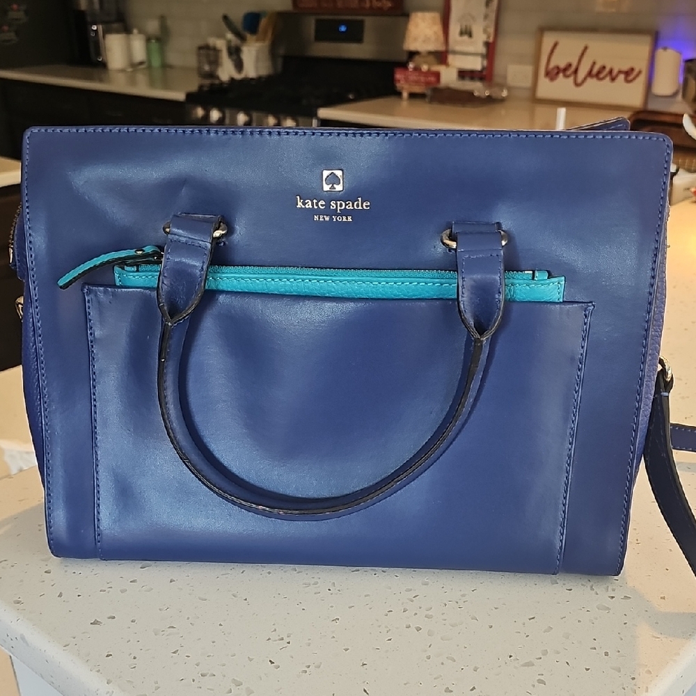 Kate Spade Navy and Aqua Satchel